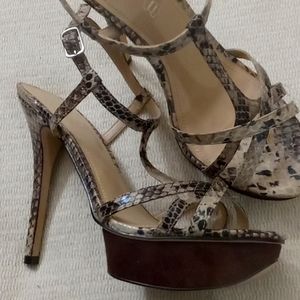 ALDO Genuine Leather Sz 7 or 38 platform Snake Print stiletto heel